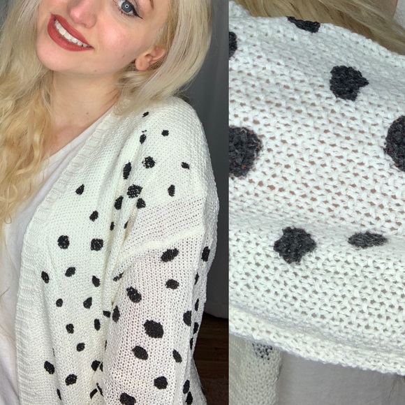 Sale Umgee NEW Dalmatian Hand Stamped Long Open Front Cardigan Sweater XL 1X 2X - Picture 5 of 5